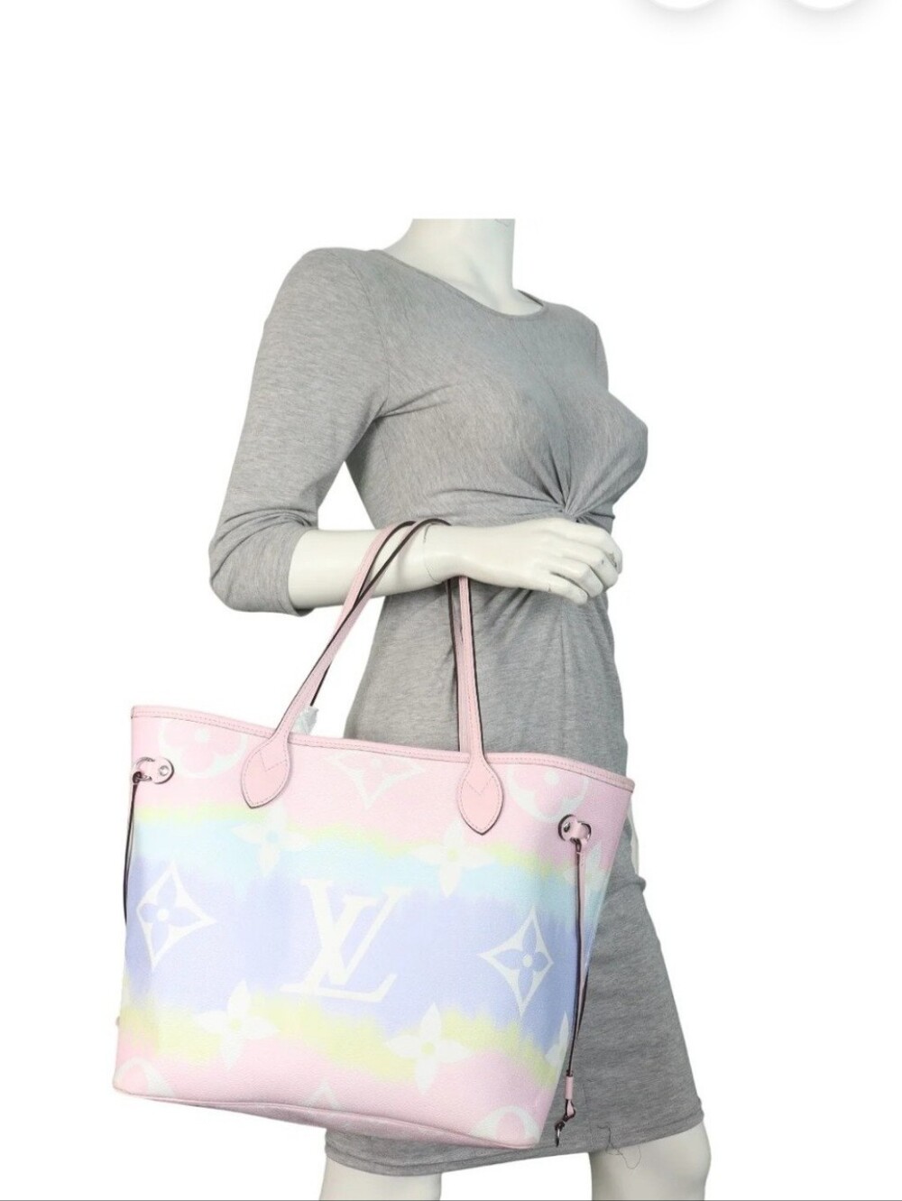 L.v Inspired Pastel Monogram Tote - Pink/Blue/Yellow